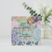 Golven , helder rood violet blauw roze goud glins kaart (Staand voorkant)