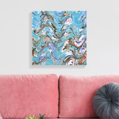 Golven in Abstracte blauw acrylzuur Canvas Afdruk (Insitu (Woonkamer))
