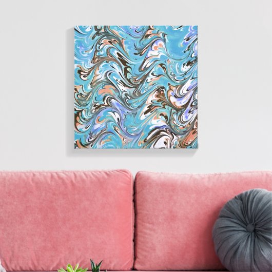 Golven in Abstracte blauw acrylzuur Canvas Afdruk (Insitu (Woonkamer))