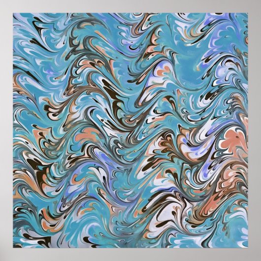 Golven in Abstracte blauw acrylzuur Poster (Voorkant)