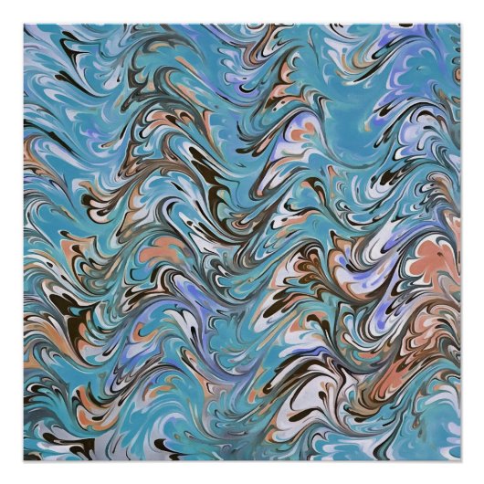 Golven in Abstracte blauw acrylzuur Poster (Voorkant)