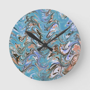 Golven in Abstracte blauw acrylzuur Ronde Klok