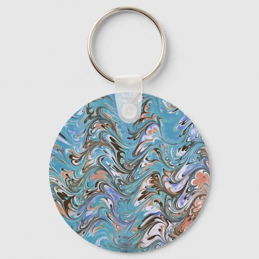 Golven in Abstracte blauw acrylzuur Sleutelhanger (Voorkant)