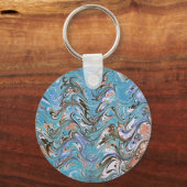 Golven in Abstracte blauw acrylzuur Sleutelhanger (Voorkant)