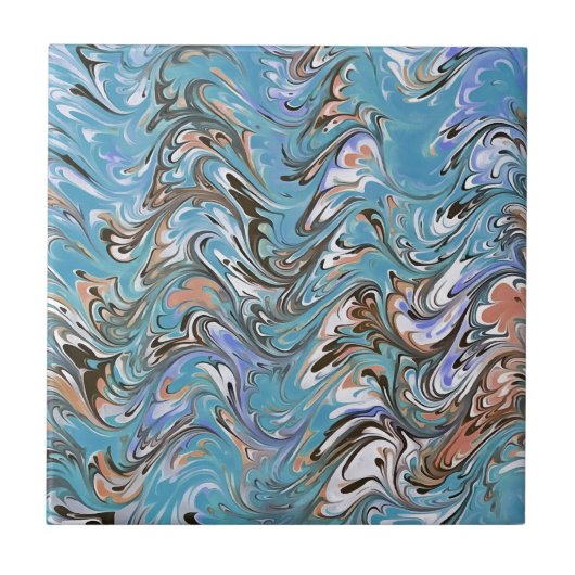 Golven in Abstracte blauw acrylzuur Tegeltje (Voorkant)