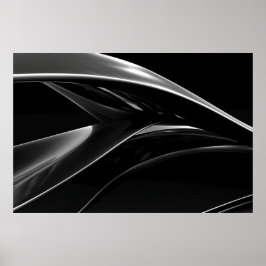 Golven in Chrome abstracte zwart-wit foto Poster