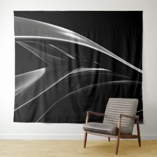 Golven in Chrome abstracte zwart-wit foto Wandkleed