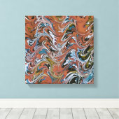 Golven in de Abstracte kunst van rood en blauw acr Canvas Afdruk (Insitu (Houten vloer))