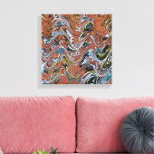 Golven in de Abstracte kunst van rood en blauw acr Canvas Afdruk (Insitu (Woonkamer))