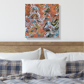 Golven in de Abstracte kunst van rood en blauw acr Canvas Afdruk (Insitu (Slaapkamer))