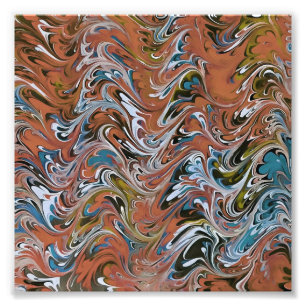 Golven in de Abstracte kunst van rood en blauw acr Foto Afdruk