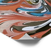 Golven in de Abstracte kunst van rood en blauw acr Poster (Hoek)