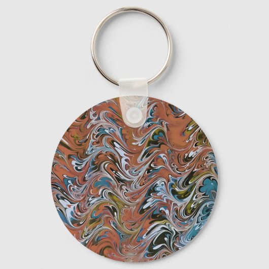Golven in de Abstracte kunst van rood en blauw acr Sleutelhanger (Voorkant)