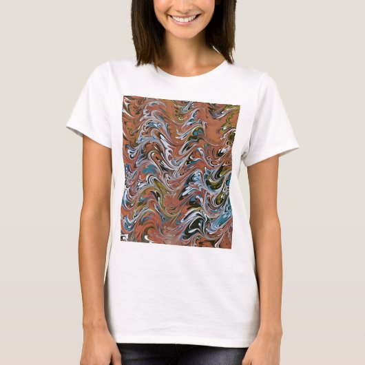 Golven in de Abstracte kunst van rood en blauw acr T-shirt (Voorkant)
