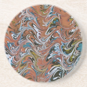 Golven in de Abstracte kunst van rood en blauw acr Zandsteen Onderzetter