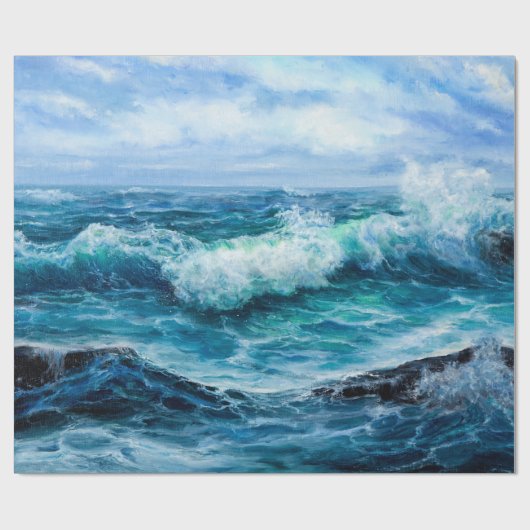 Golven in de oceaan. Modern Impressionisme, modern Cadeaupapier (Vlak)