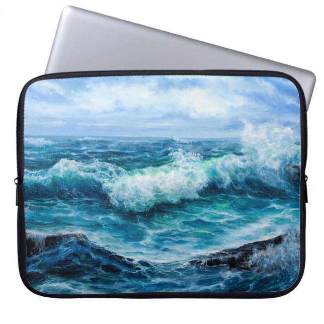 Golven in de oceaan. Modern Impressionisme, modern Laptop Sleeve (Voorkant)