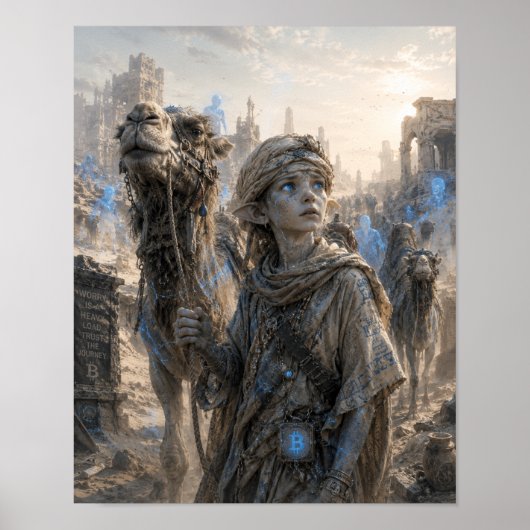 Golven / Kameelherder / Woestijn Poster (Voorkant)