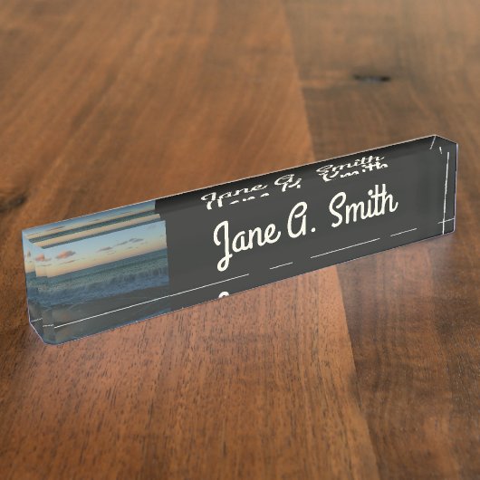 Golven kruipen in het Zonnestrand Landschap Naambordje (Zijkant)