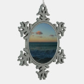 Golven kruipen in het Zonnestrand Landschap Tin Sneeuwvlok Ornament (Links)