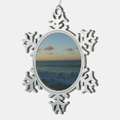 Golven kruipen in het Zonnestrand Landschap Tin Sneeuwvlok Ornament (Rechts)