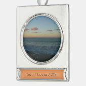 Golven kruipen in het Zonnestrand Landschap Verzilverd Banner Ornament (Links)