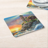 Golven kruipen op de Shore Fine Art Kartonnen Onderzetters (Schuin)