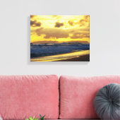 Golven kruipen op Kauai Beach op Sunset Canvas Afdruk (Insitu (Woonkamer))