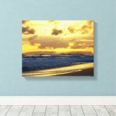Golven kruipen op Kauai Beach op Sunset Canvas Afdruk (Insitu (Houten vloer))