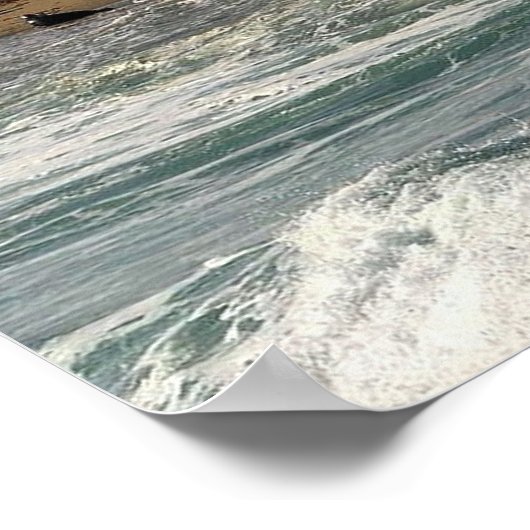 Golven kruipen op pier poster (Hoek)