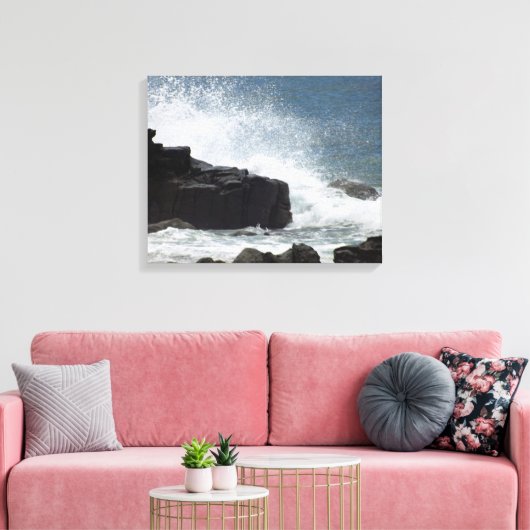 Golven kruipen op Rocks Canvas Afdruk (Insitu (Woonkamer))