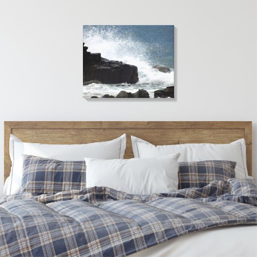 Golven kruipen op Rocks Canvas Afdruk (Insitu (Slaapkamer))