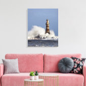Golven kruipen tegen Roker Lighthouse Canvas Afdruk (Insitu (Woonkamer))