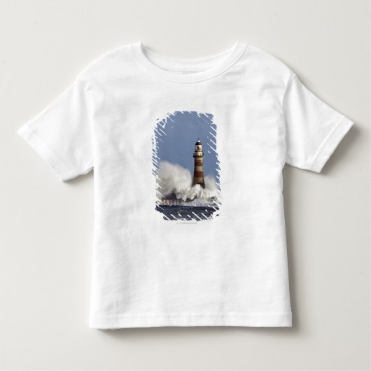 Golven kruipen tegen Roker Lighthouse Kinder Shirts (Voorkant)