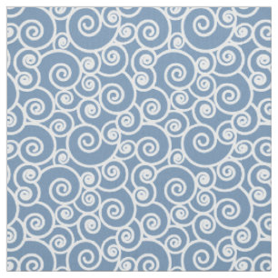 Golven, krullen en spiralen Patroon op Denim Blue Stof