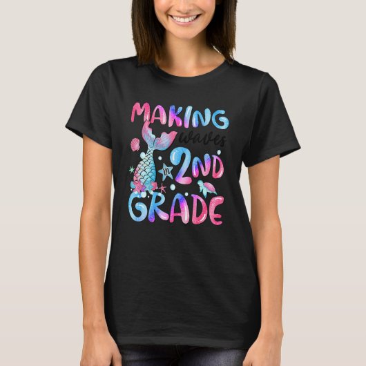 Golven Maken In 2e Klas Vissenstaart Tie Dye Achte T-shirt (Voorkant)