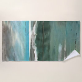 Golven maken op drijftwood-zeekapkunst strandlaken