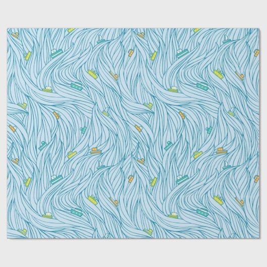 Golven met boten cadeaupapier (Vlak)