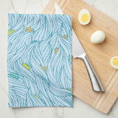 Golven met boten theedoek (Quarter Fold)