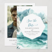Golven Moderne Nautische Huwelijk Save The Date (Voorkant / Achterkant)