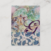 GOLVEN MONOGRAM FOTOSJABLOON, levendig, roze blauw Visitekaartje (Achterkant)