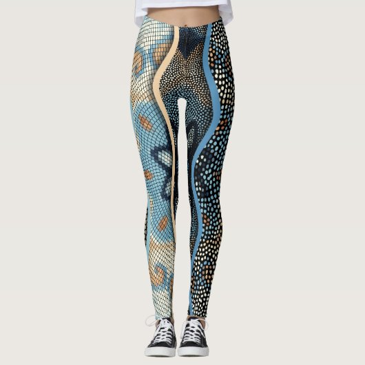  golven: Mozaïek Tegel textuur. Leggings (Voorkant)