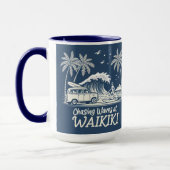 Golven najagen in Waikiki Mok (Links)