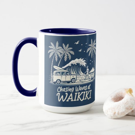 Golven najagen in Waikiki Mok (Met donut)