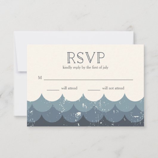  golven Navy RSVP Kaartje (Voorkant)