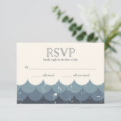  golven Navy RSVP Kaartje (Staand voorkant)