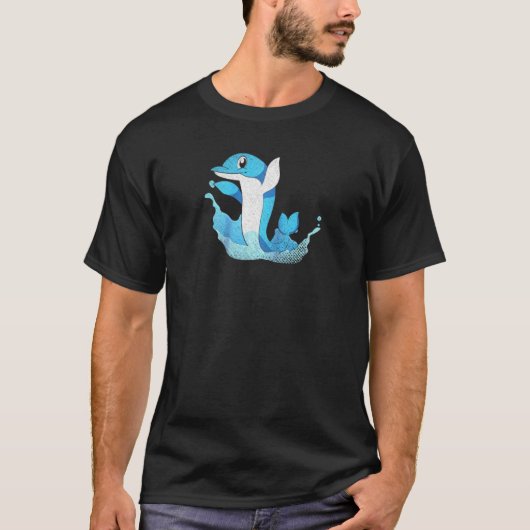 Golven Ocean Animal Zee Dolphin Raglan Baseball Te T-shirt (Voorkant)