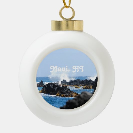 Golven op de kust van Maui Keramische Bal Ornament (Voorkant)