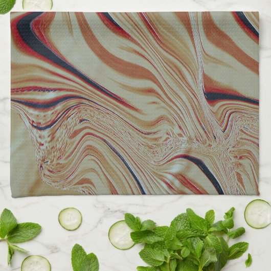 Golven op een gemengde basis in grijs ocher oranje theedoek (Gevouwen)