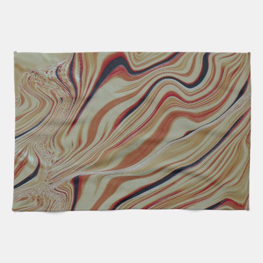 Golven op een gemengde basis in grijs ocher oranje theedoek (Horizontaal)